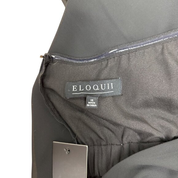 Eloquii Womens Black Halter Neck Jumpsuit Sleeveless Wide Leg Tie Back Sz 16 - Picture 4 of 7